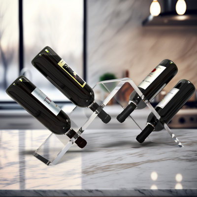 Dellarae 4 Bottle Tabletop Wine Bottle Rack in Clear