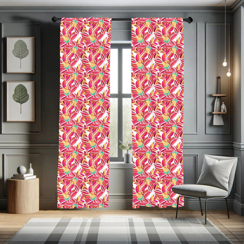 Floral Semi-Sheer Rod Pocket Curtain Panels, 28" x 95"