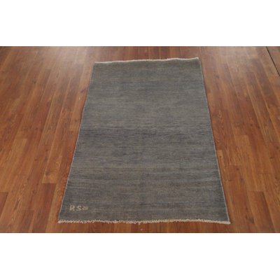 Handmade Grey Gabbeh Modern Wool Foyer Rug 3x4