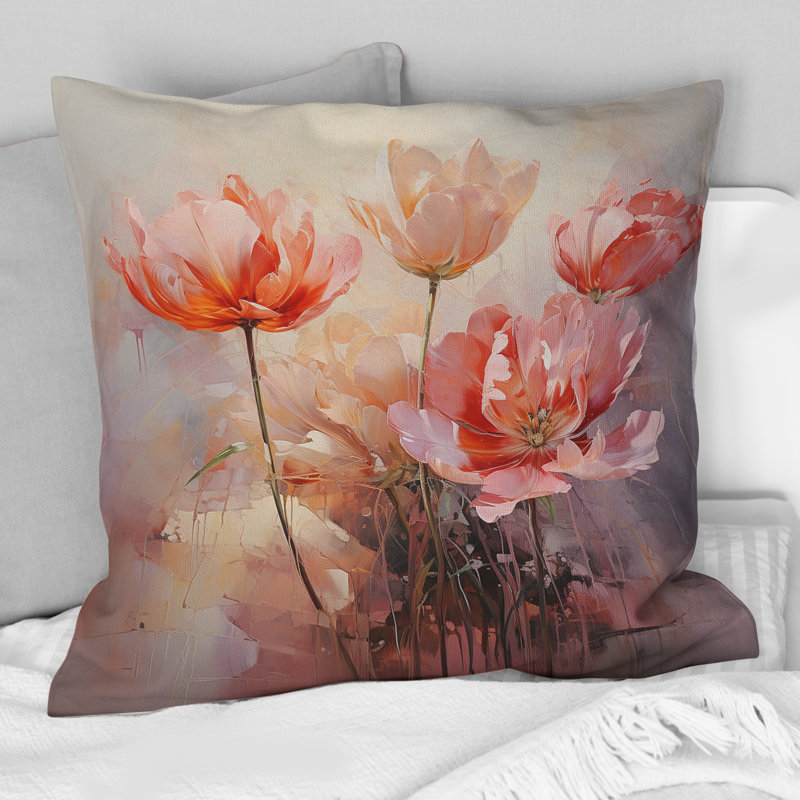 Coussin Peach Tulips Romantic Impression I - Tulips