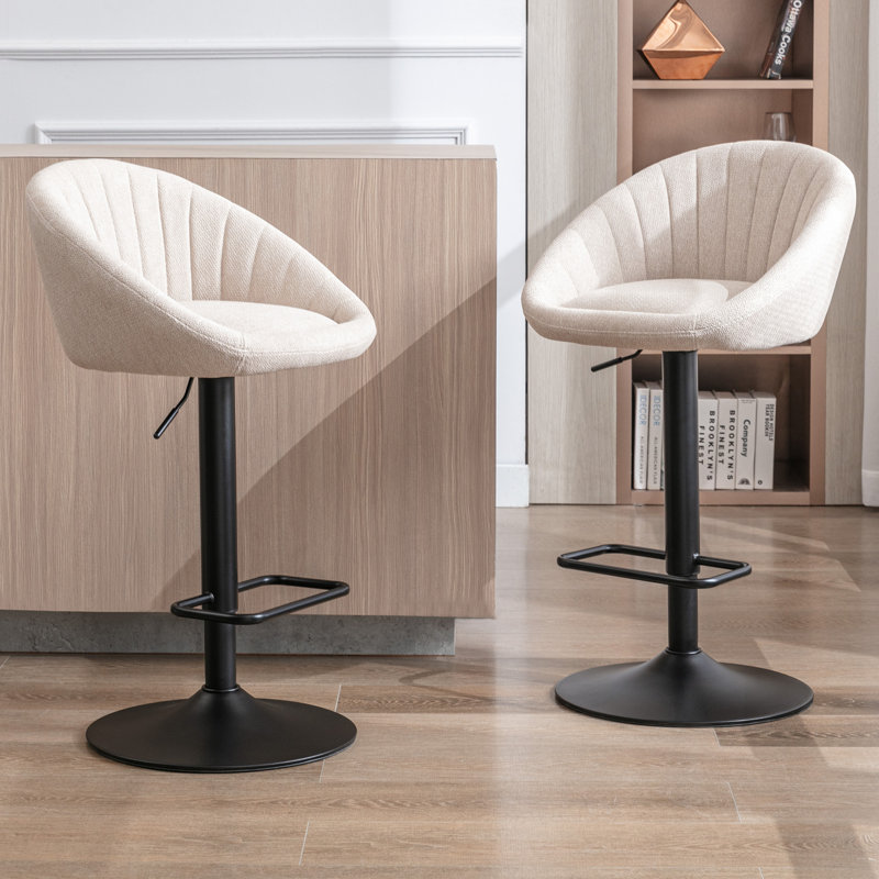 Tabouret de bar pivotant à hauteur réglable, Beige