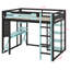 Wood Gaming Loft Bed With Desk & RGB Light, Full Size Loft Bed, Hanging Board, Ladder & Guardrails-1618999607