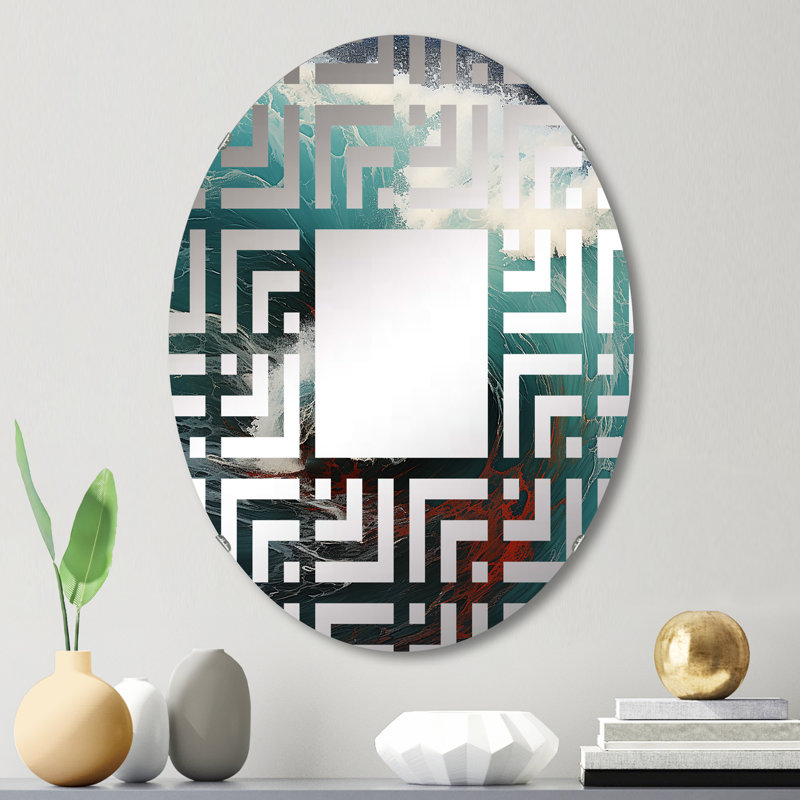 Miroir décoratif en forme de labyrinthe rouge et vert MIR108626 O, L 20 po x H 30 po