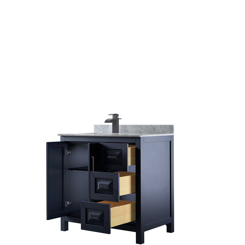 Ensemble de meuble-lavabo simple 36 po Daria, Bleu très foncé, Noir mat