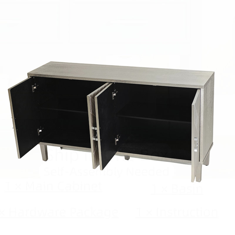 Armoire de rangement élégante et fonctionnelle à 4 portes pour le salon, Blanc