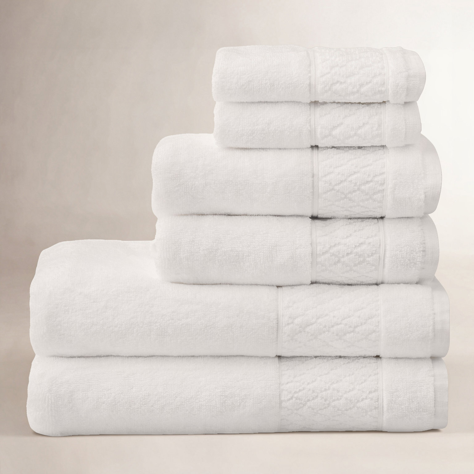 Annaleice 6-Piece Cotton Towel Set, White