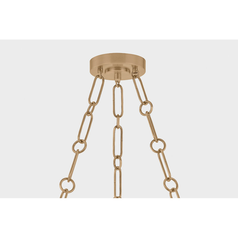 Troy Lighting Caelum Chandelier in Patina Brass, 6 Lights, 6" H x 32.25" W x 32.25" D