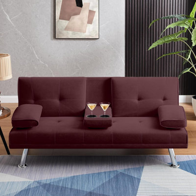 Weissport 65 " Velvet Convertible Sofa
