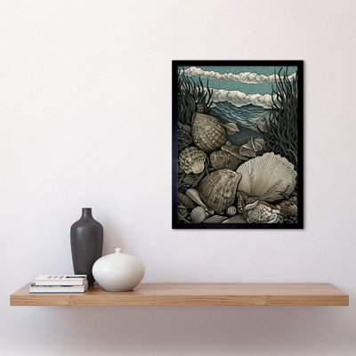Aarzu Seashells By The Shore Modern Coastal - Single Picture Frame Print