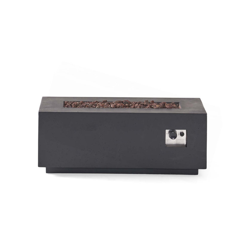 40" Outdoor 40,000 BTU Rectangular Mgo Concrete Propane Fire Pit,Tank Cover Not Included, Dark Gray