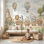 Animaux, paysage, dessin animé, décoration murale-1656683990-1656683994