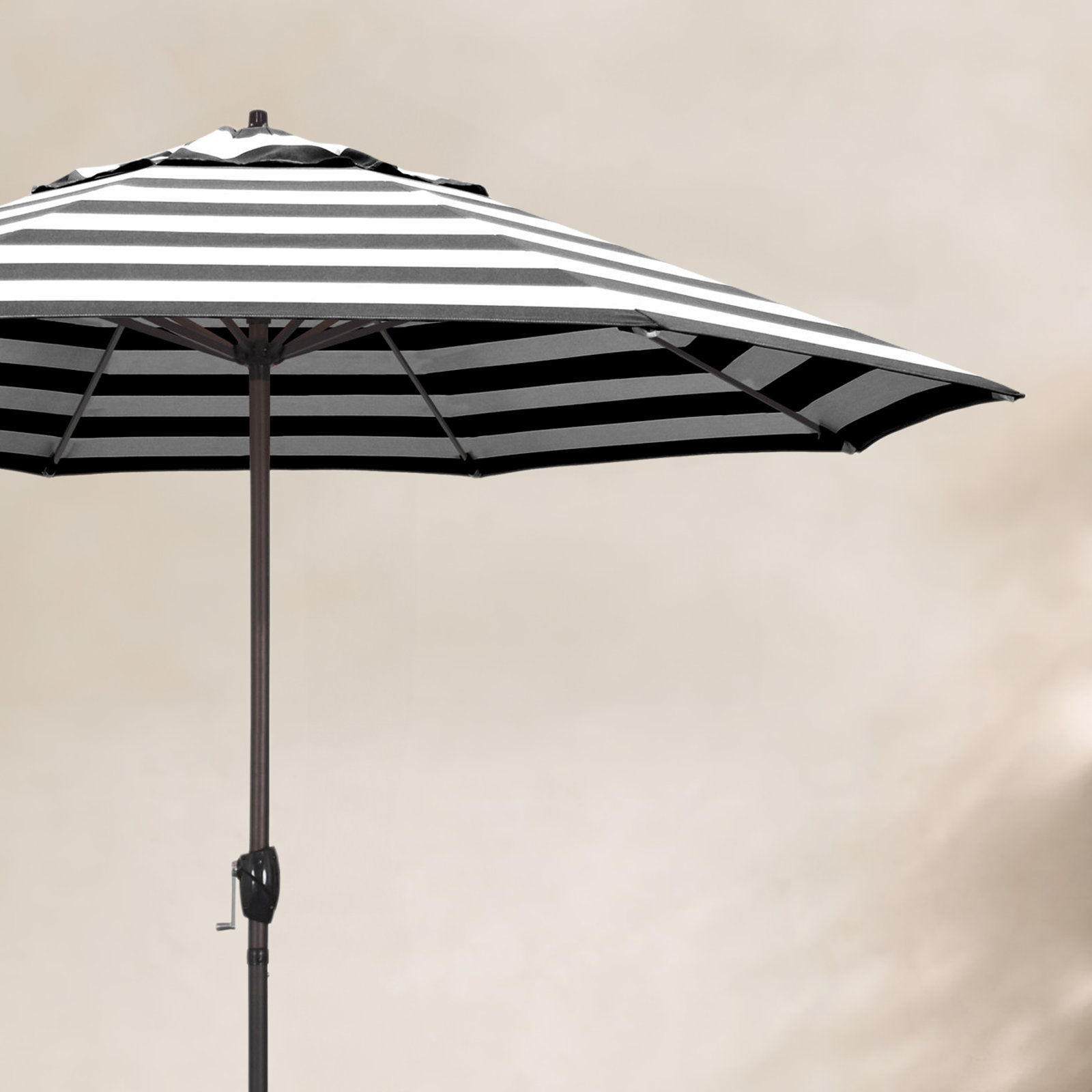 Mira 9' Sunbrella® Market Umbrella, Cabana Classic Black Stripe Sunbrella®