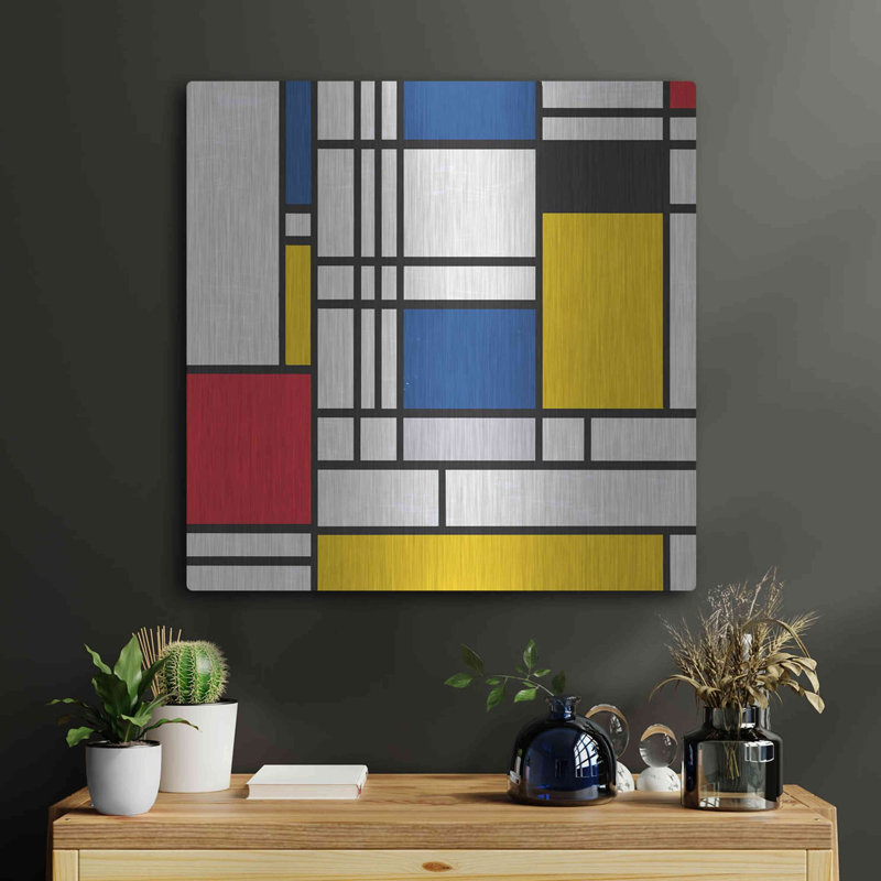 "Mondrian NFT2" par Luxe Metal Portfolio, H 24 po x l 24 po
