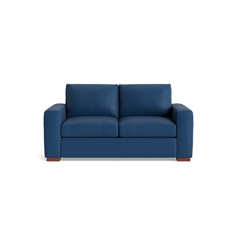 Couch Potato Leather Loveseat (70"), Leather - Deep Blue