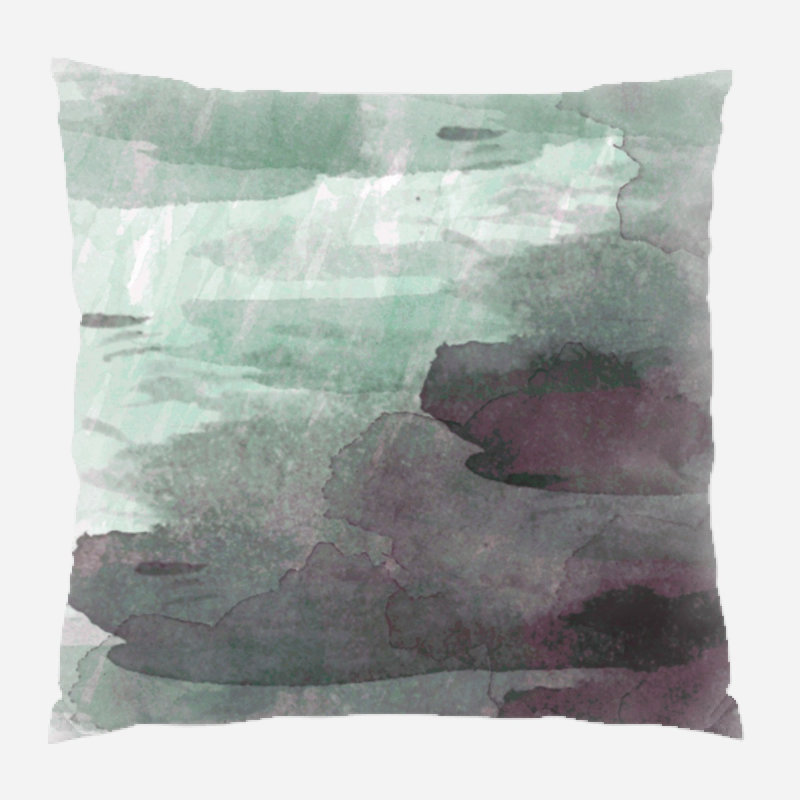 Coussin décoratif aquarelle Neumann, Microsuède, Intérieur