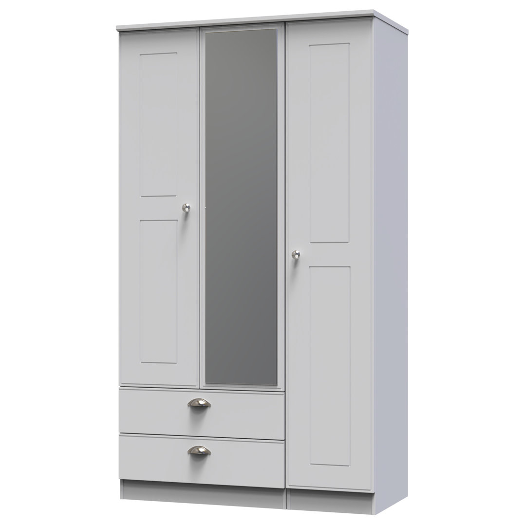 Conners Triple 2 Drawer Wardrobe in Grey Matt