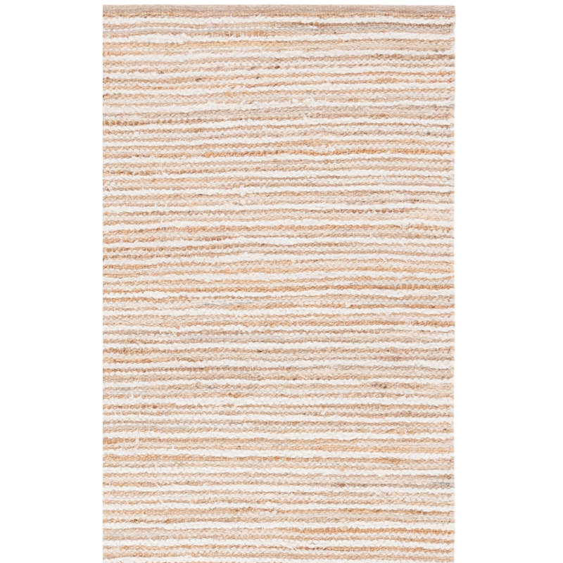 Abish Woven Jute/Canvas/Cotton Performance Striped Rug in Natural/Ivory, Runner 2'3" x 8'