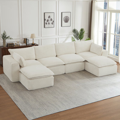Cloud Sectional Couches for Living Room, Convertible U-Shape Couch with Ottoman, Plush Comfort and Multi-Functional Design
