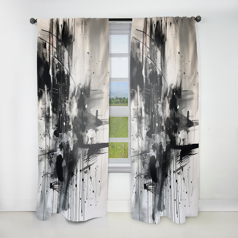 Wicham - Exploration des profondeurs du marbre noir III - Rideau moderne en velours - obscurcissant - 1 panneau
