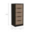 Commode verticale H 42 po, 5 tiroirs, commode verticale, noir / chêne clair-743985858
