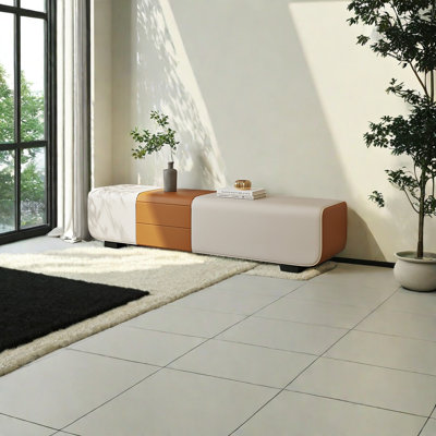 Banc de rangement rembourré en cuir Steph