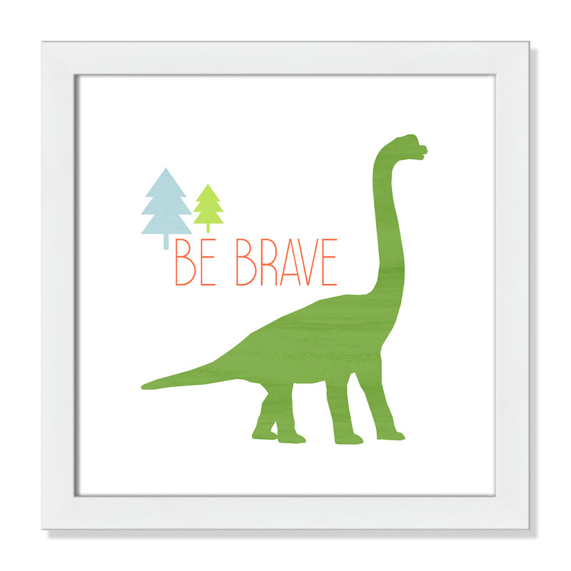Dino Brave 1 ', art encadré, H 16 po x l 16 po x P 0,6 po, Encadré plat blanc