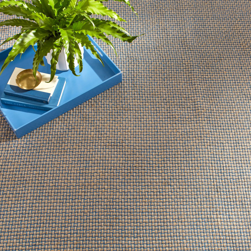 Donnie Navy Handwoven Jute Rug, Rectangle 7'6" x 9'6"