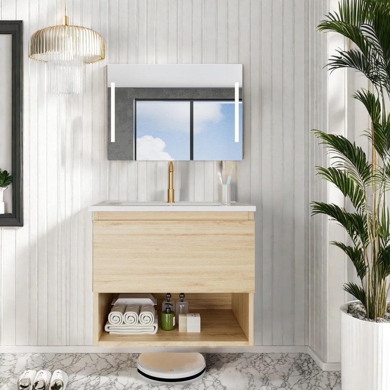 Meuble-lavabo moderne avec rangement, 24 po