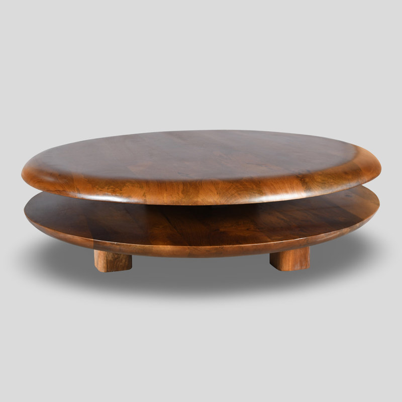 Emmeline  Round Two Tiered Floating Solid Wood Coffee Table