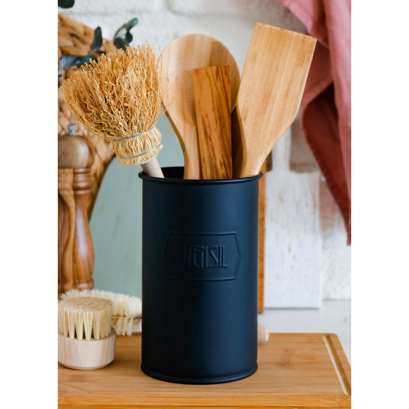 Metal Utensil Crock, Matte Black