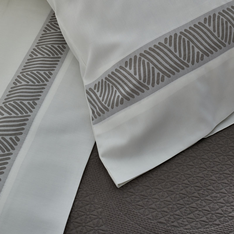 The Met X Ann Gish 100% Cotton Sheet Set, Bone/Ash, King Sheet Set with 2 Pillowcases