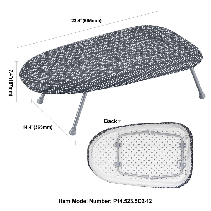 Table à repasser de table 23,4 x 14,4 po, petite planche à repasser avec housse résistante à la chaleur et housse 100% coton, mini planche à repasser avec couche de coton à aiguille épaisse de 7 mm pour les petits espaces, utilisation en voyage