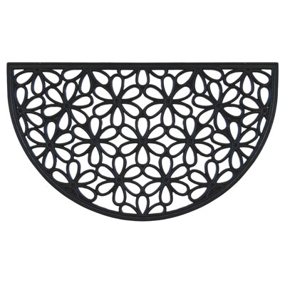 Tapis de porte en caoutchouc recyclé Aeries, envers antidérapant en caoutchouc, l 18 po x L 30 po, rectangle, volutes de bienvenue