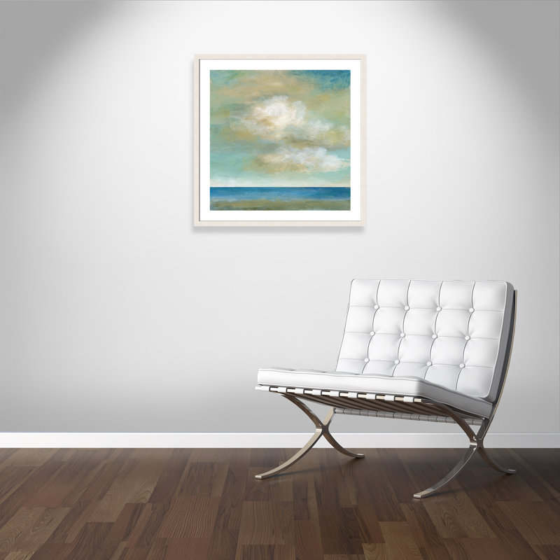 Cloudscape II - peinture encadrée, Texture grain de bois blanc, H 32,5 po x l 32,5 po x P 1,13 po