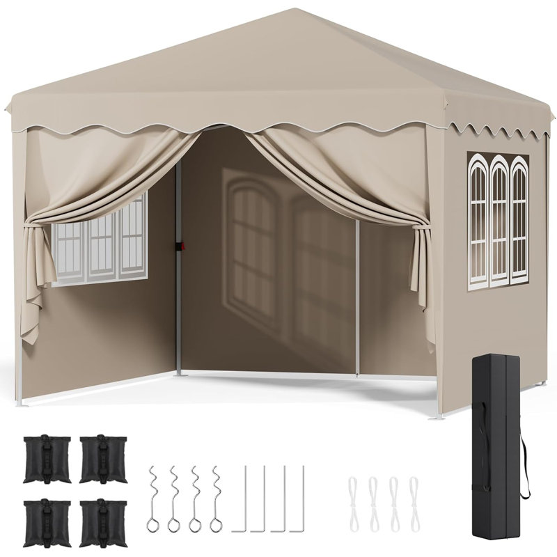 10×10 Pop Up Canopy Tent, Outdoor Instant Folding Gazebo With 4 Removable Elegant Windows, Handbag, Easy Set Up Waterproof Commercial Instant Shelter For Vendor Events, Party, Wedding