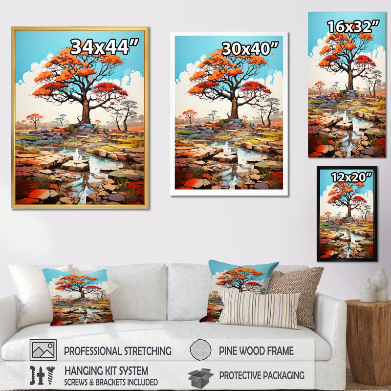 " Graffiti Style Baobab Tree I ", White Picture Framed, 20" H x 12" W