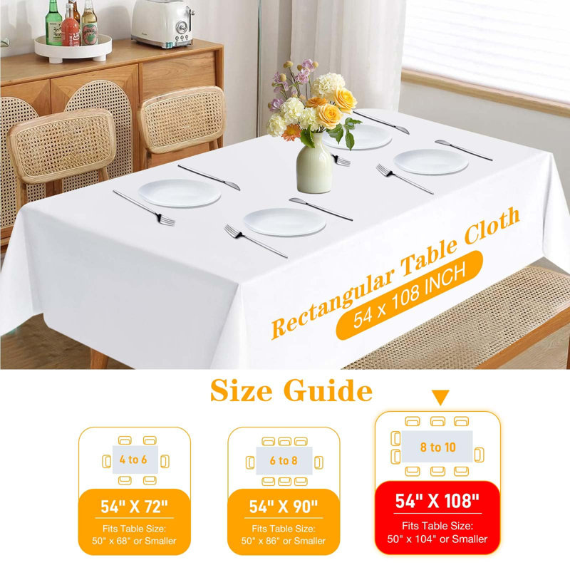 Nappe de table de salle à manger de 54 po x 108 po en vinyle robuste avec envers en flanelle résistant aux éclaboussures et aux égratignures