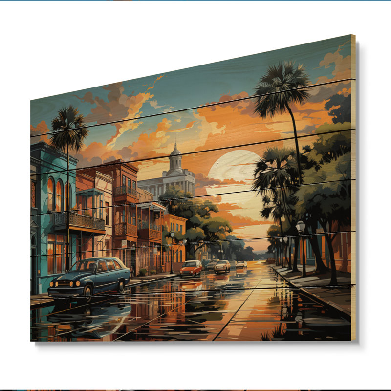 City Charleston Popart III sur bois, H 30 po x l 40 po x P 0,78 po