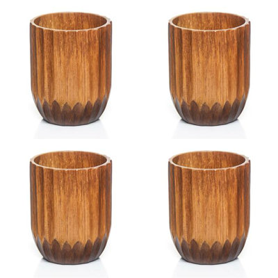 Kappu Grooved Teak Wood Cup - Small