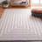 Natura Flat Weave Wool/Cotton Striped Rug in Ivory/Blue-1492112519