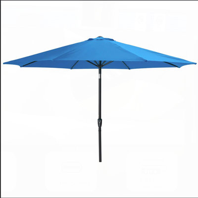 11 Feet Solar LED Patio Umbrella with Crank Lift, Tilt, and UV-Resistant Canopy for Pool, Backyard Patio Without base