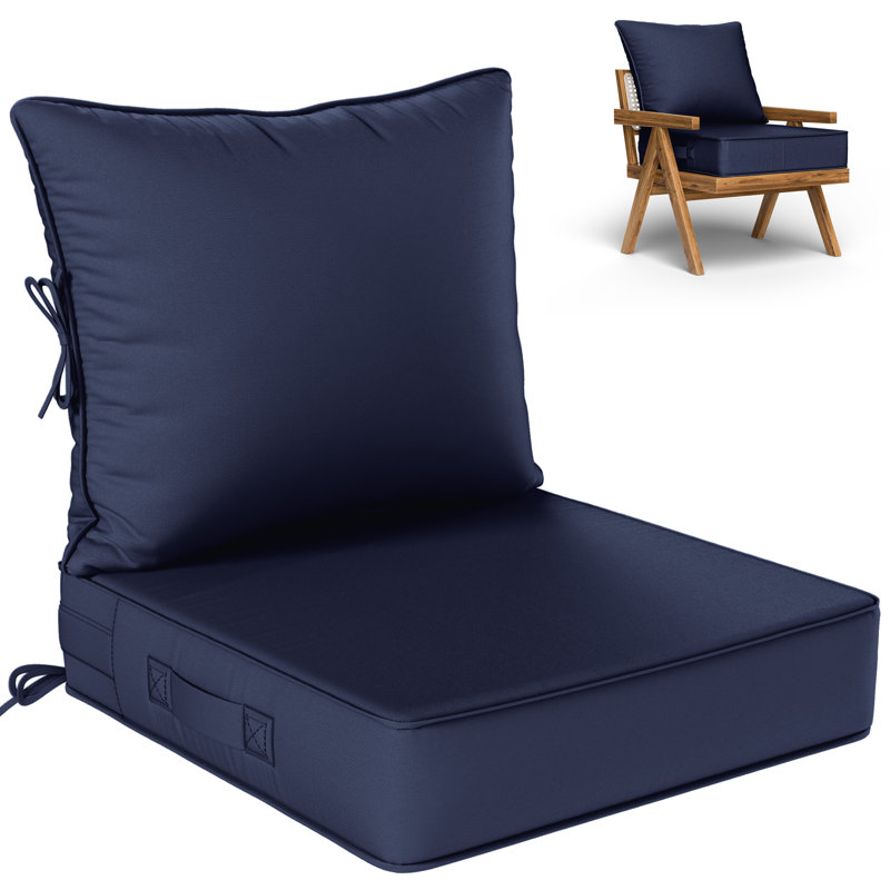Outdoor Deep Seating Cushion Set Indoor And Outdoor Seat / Back Cushion, Navy, 22" W x 24" D
