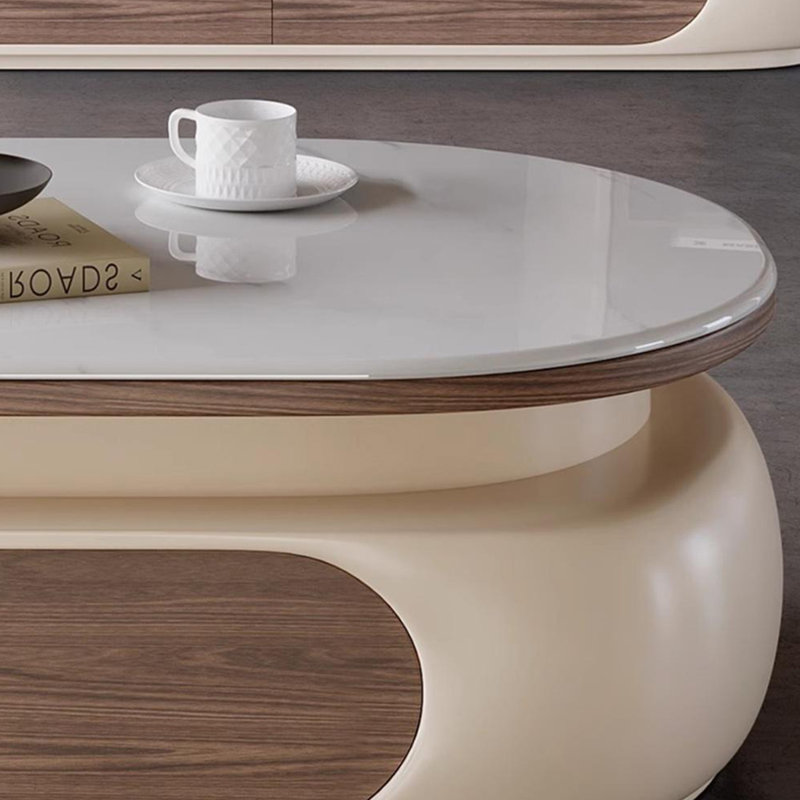 Table basse moderne en pierre micro-cristalline, Beige