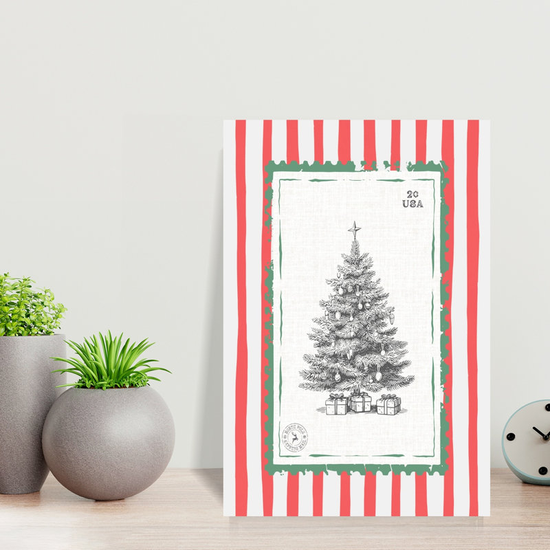 Arbre de Noël rétro, impression d'arbre de Noël rétro traditionnel, paysage d'hiver, 18" H x 12" W