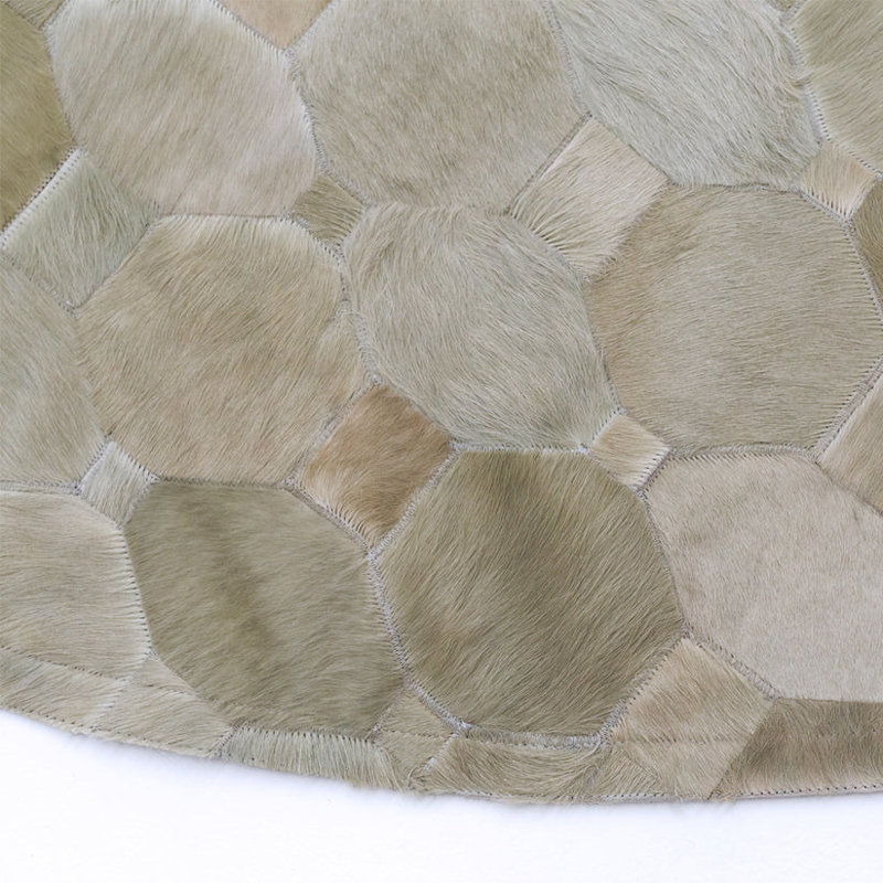 Art Hide Cowhide Area Rug in Green, Round 8'