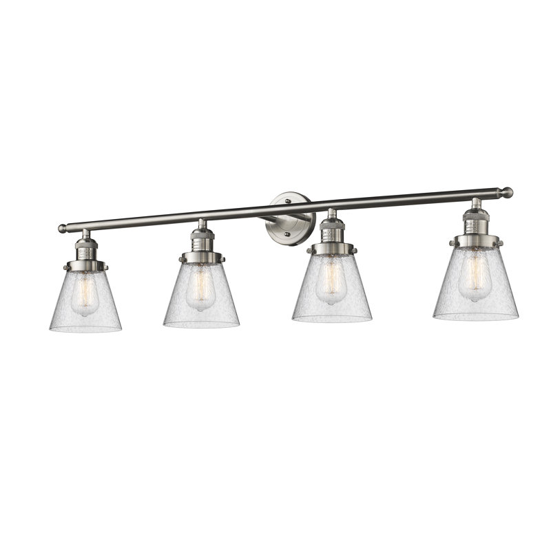 4 - Light Dimmable Vanity Light, Clear, Satin Gold