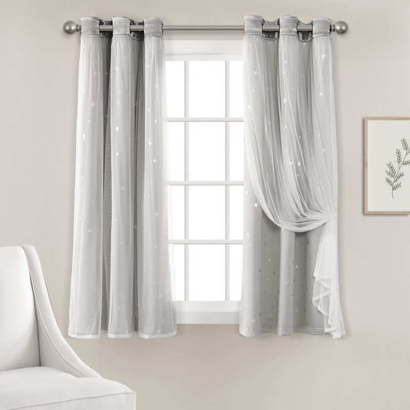 Curtain Pair, 38" W x 63" L, Light Gray