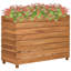 Lit surélevé en bois de teck naturel recyclé, grand jardin extérieur en acier-2130539472