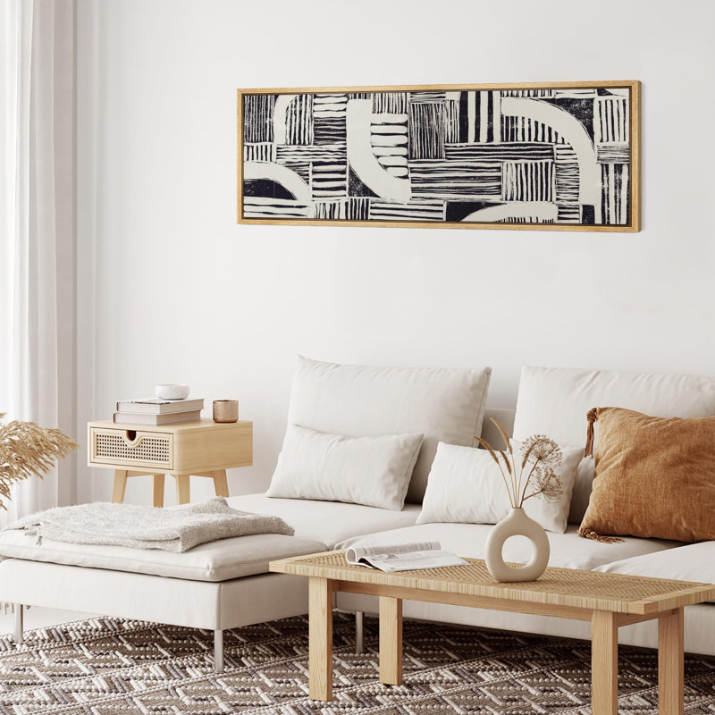 Ligne géométrique «Blackish Green Abstract Shapes Rustic Mid Century Modern Decorations, très grande œuvre d'art, impression encadrée»