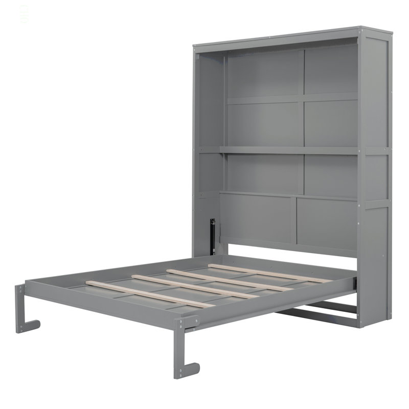 Grand lit escamotable mural avec tablettes